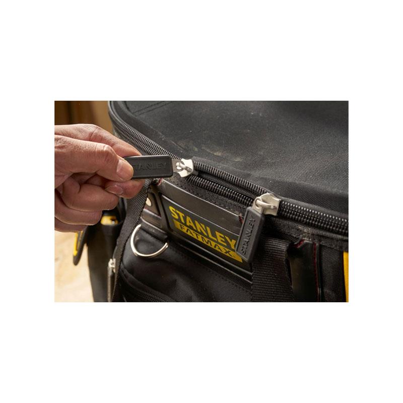 Stanley FatMax Round Top Rigid Tool Bag 50cm (20in) Quick Tool Access Wide Opening Zip Design Multiple Internal External Pockets Carry Handle Shoulder Strap 20kg Load Capacity Yellow/Black