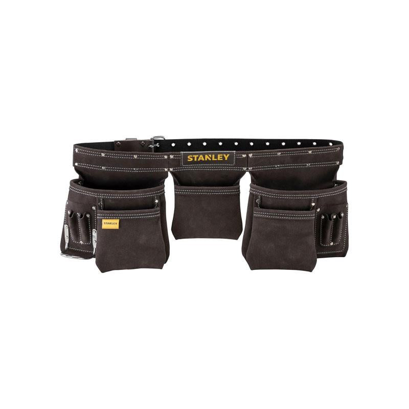 Stanley Leather Tool Belt Pouch Apron Professional Tool Belt Multi-Pockets Storage Organiser Integrated Hammer Loop Brown