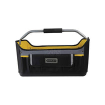 Stanley Open Tote Tool Bag With Rigid Base 50cm (20in) Multi-Pockets Storage Organiser With Shoulder Strap Waterproof Base Yellow/Black