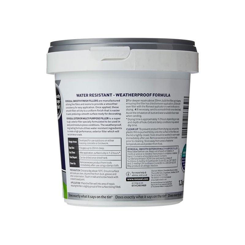 Ronseal Smooth Finish Exterior Multipurpose Ready Mix Filler Tub 1.2kg