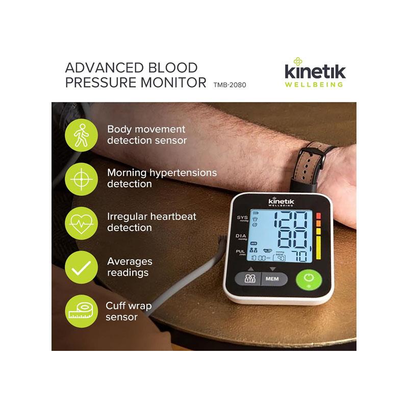 Kinetik Wellbeing Advanced Upper Arm Blood Pressure Monitors Large Cuff Universal (22-42cm) White/Black