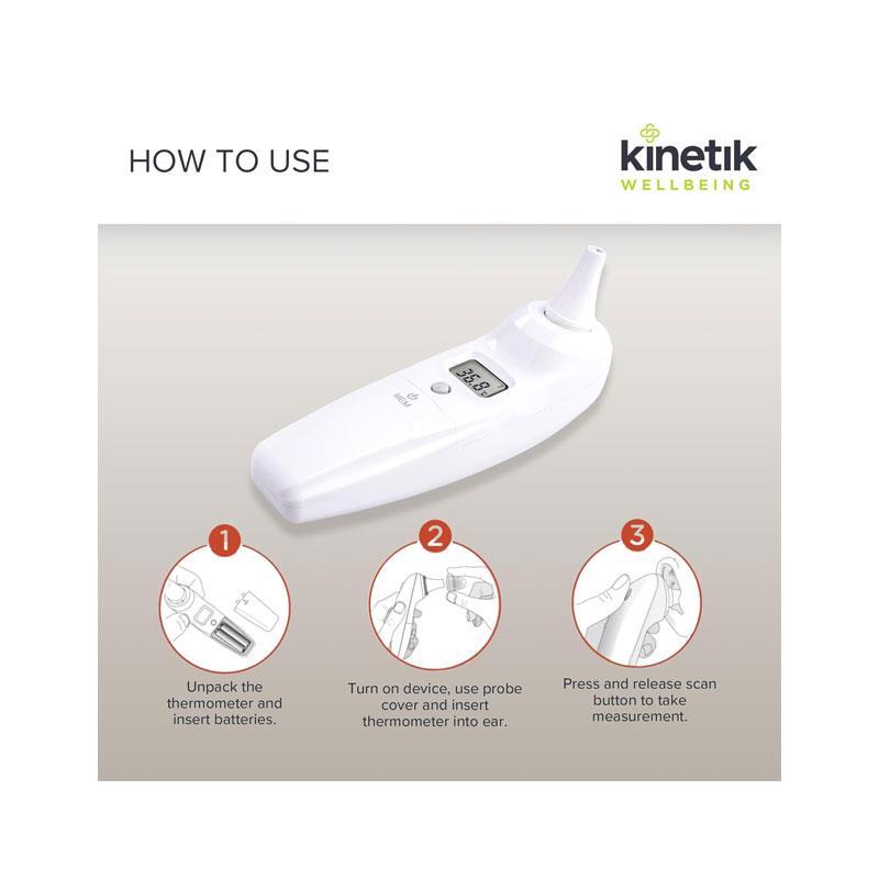Kinetik Wellbeing Inner Ear Thermometer Fever Alert Body Temperature Thermometer Quick And Accurate White