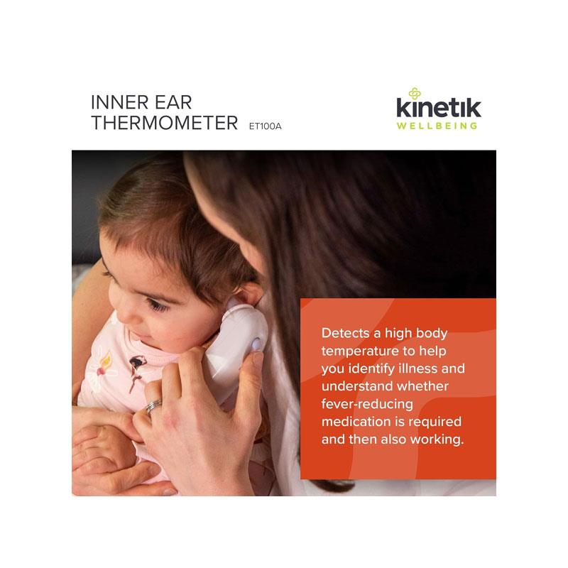 Kinetik Wellbeing Inner Ear Thermometer Fever Alert Body Temperature Thermometer Quick And Accurate White