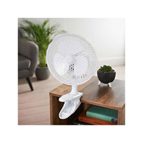 Benross 2-In-1 6 Inch Clip-On Desk Fan 2 Speed Settings Tilting Head Safe Mesh 20W White
