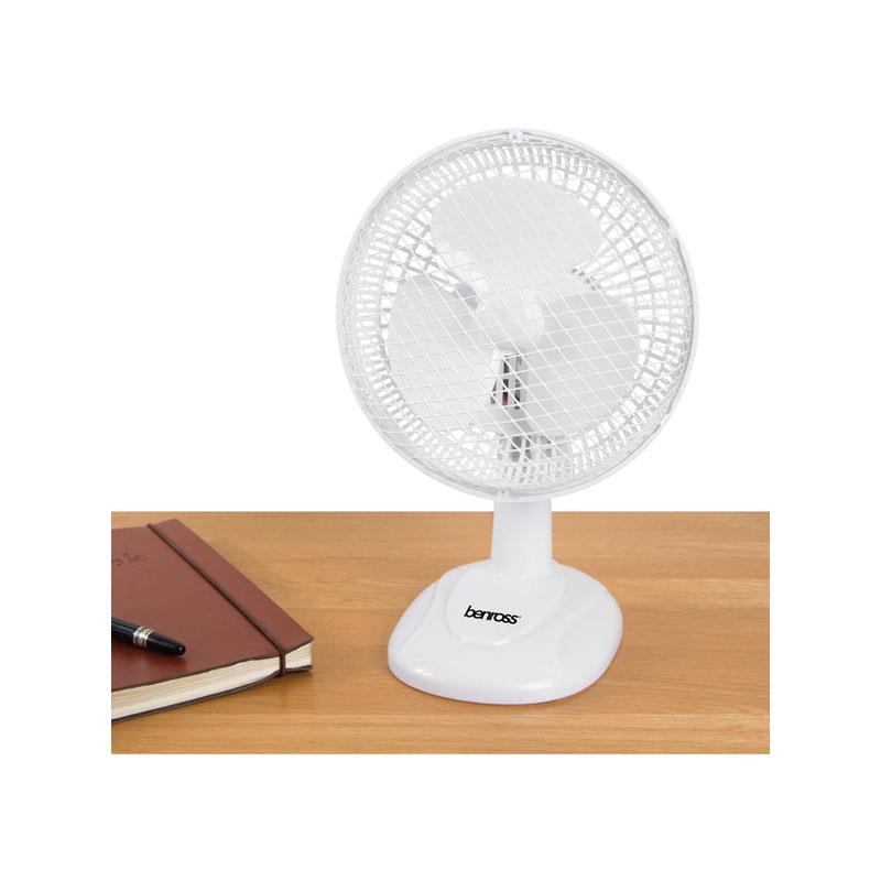 Benross 2-In-1 6 Inch Clip-On Desk Fan 2 Speed Settings Tilting Head Safe Mesh 20W White