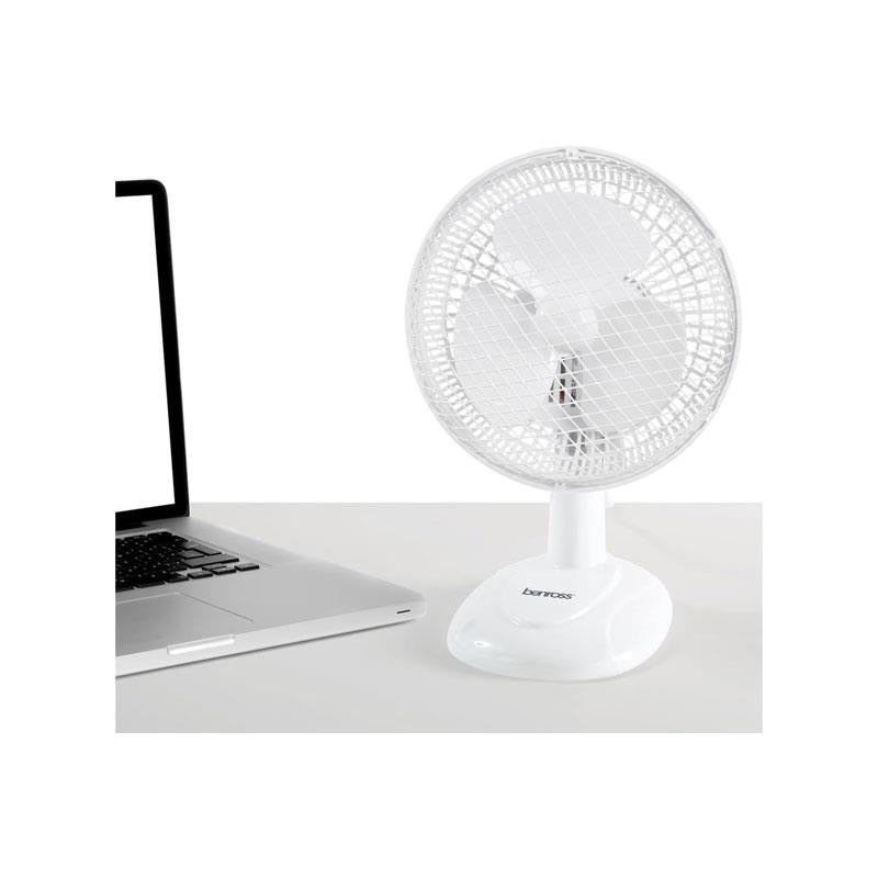 Benross 2-In-1 6 Inch Clip-On Desk Fan 2 Speed Settings Tilting Head Safe Mesh 20W White