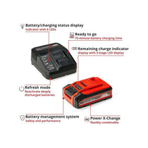 Einhell 4Ah PLUS PXC Starter Kit 18V 4.0Ah Plus Lithium-Ion Battery And Charger Power X-Change 2nd Generation Red/Black