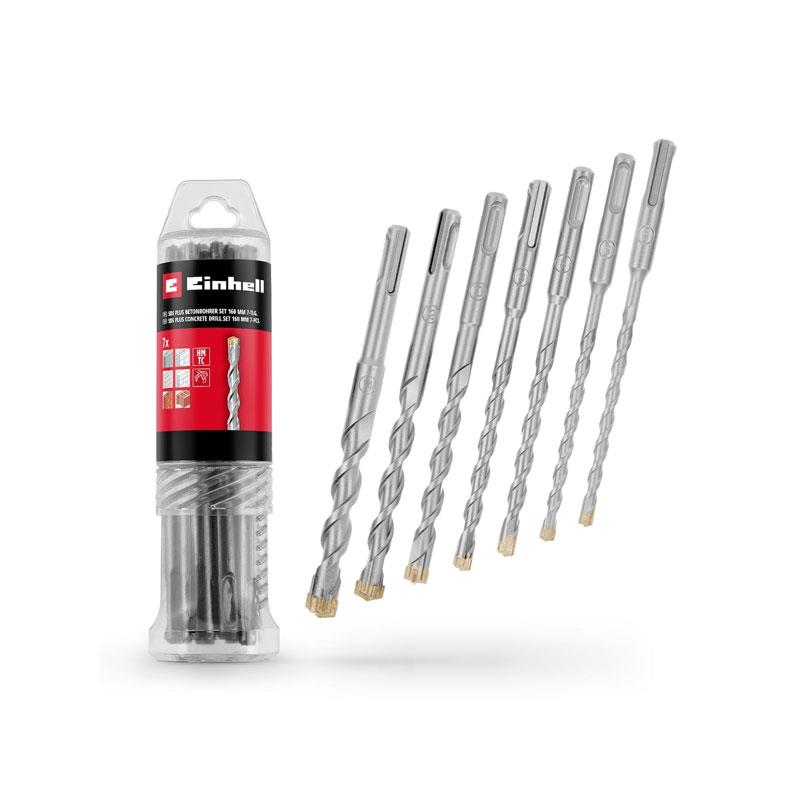 Einhell SDS Plus Hammer Drill Bit Set 4-Cut 160mm 6mm–14mm 7 Piece Silver