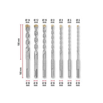 Einhell SDS Plus Hammer Drill Bit Set 4-Cut 160mm 6mm–14mm 7 Piece Silver
