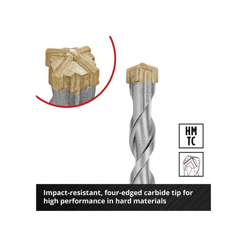 Einhell SDS Plus Hammer Drill Bit Set 4-Cut 160mm 6mm–14mm 7 Piece Silver