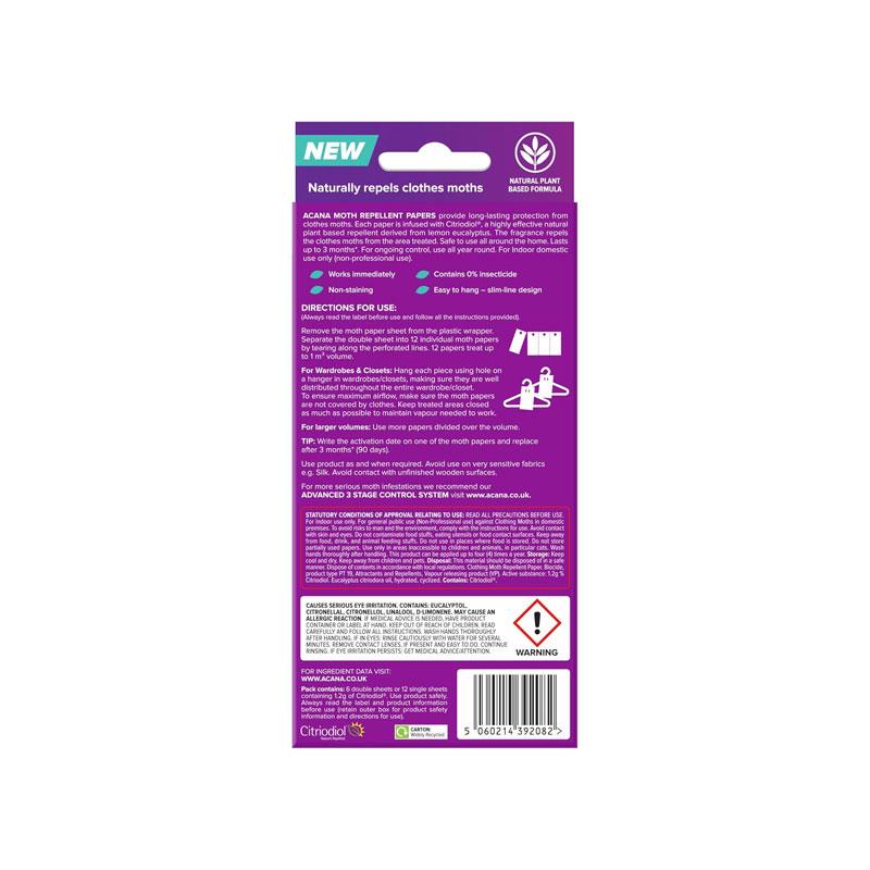 Acana Natural Moth Repellent Papers 12 Pack