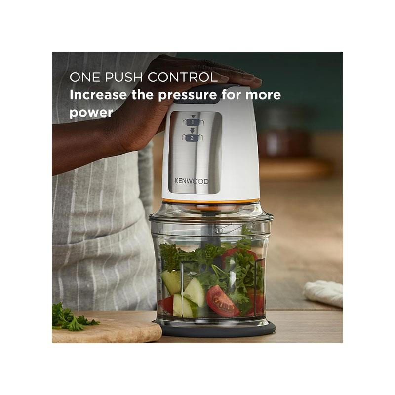 Kenwood Easy Chop Mini Chopper Food Processor Ice Crushing 2 Speeds Quad Blade System Anti-Slip Ring 500W 0.5L Bowl White