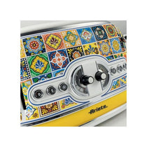 Ariete Positano 4 Slice Toaster 6 Levels of Gilding Crumb Tray Defrost Function Automatic Ejection Painted Steel Retro Italian Tile Design 810W Multicolour