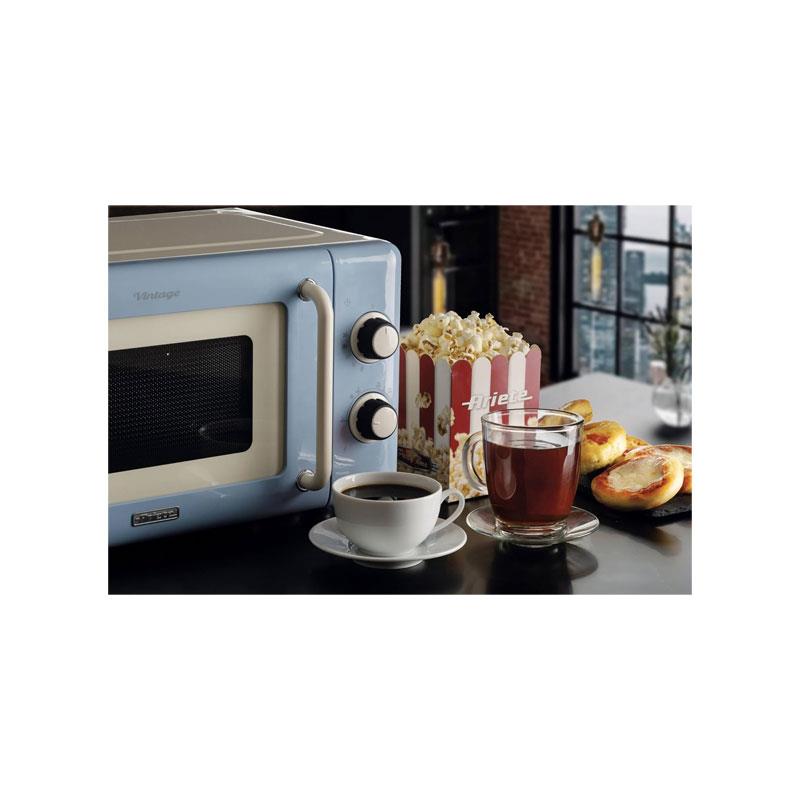 Ariete Vintage Microwave 5 Power Levels 30 Minute Timer 800W 20 Litre Blue