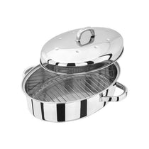 Judge Speciality Cookware Oval Roaster With Rack And Self Basting Lid Stainless Steel 34 x 27 x 18cm Silver