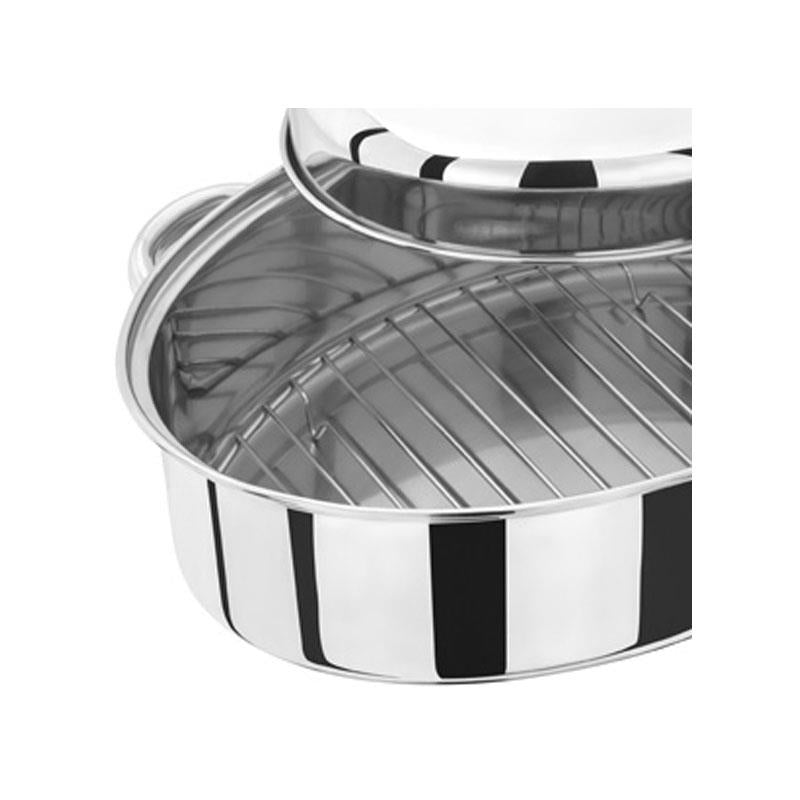 Judge Speciality Cookware Oval Roaster With Rack And Self Basting Lid Stainless Steel 34 x 27 x 18cm Silver