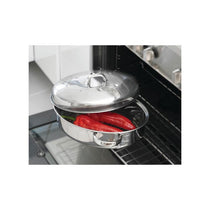 Judge Speciality Cookware Oval Roaster With Rack And Self Basting Lid Stainless Steel 34 x 27 x 18cm Silver