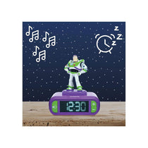 Lexibook 3D Toy Story Childrens Clock With Night Light Alarm Snooze Purple And Green