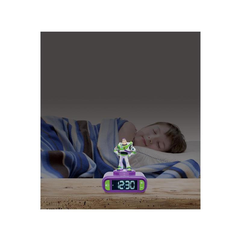 Lexibook 3D Toy Story Childrens Clock With Night Light Alarm Snooze Purple And Green