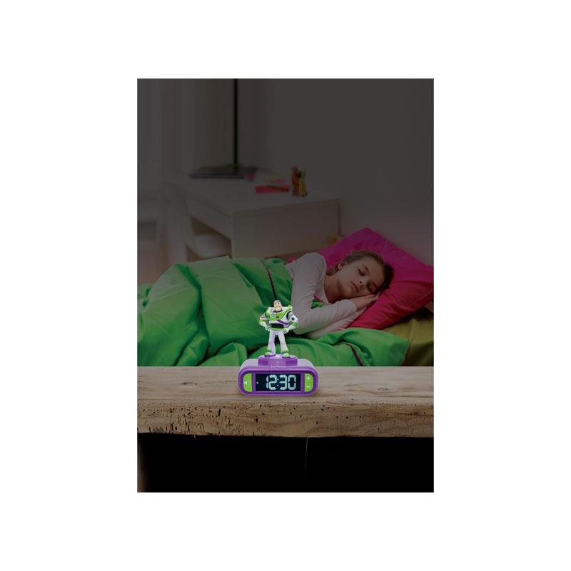 Lexibook 3D Toy Story Childrens Clock With Night Light Alarm Snooze Purple And Green
