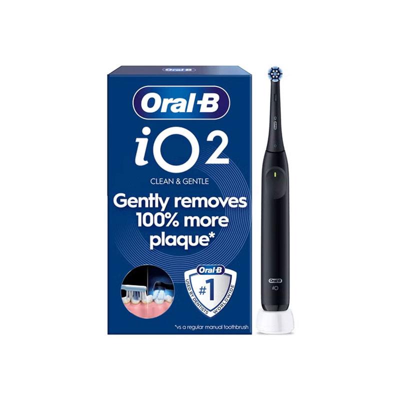 Oral-B iO2 Electric Toothbrush Rechargeable Gentle Care Brush Head 3 Cleaning Modes 2 Minute Timer Night Black Main image