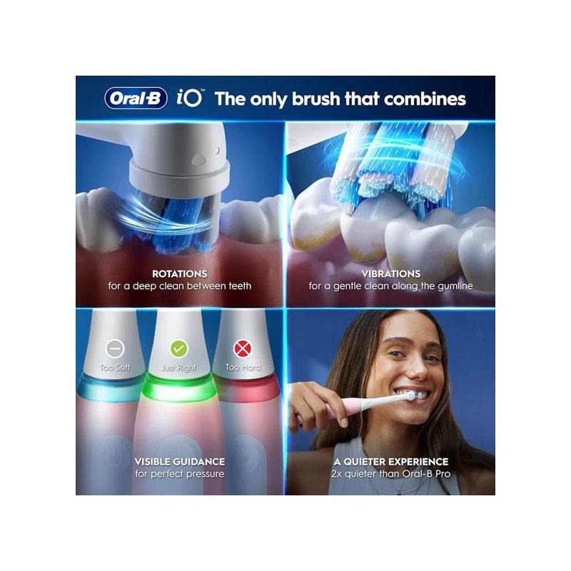 Oral-B iO3 Electric Toothbrushes Clean And Gum Care 1 Toothbrush Head Travel Case 3 Modes With Teeth Whitening Smart Pressure Sensor Pink