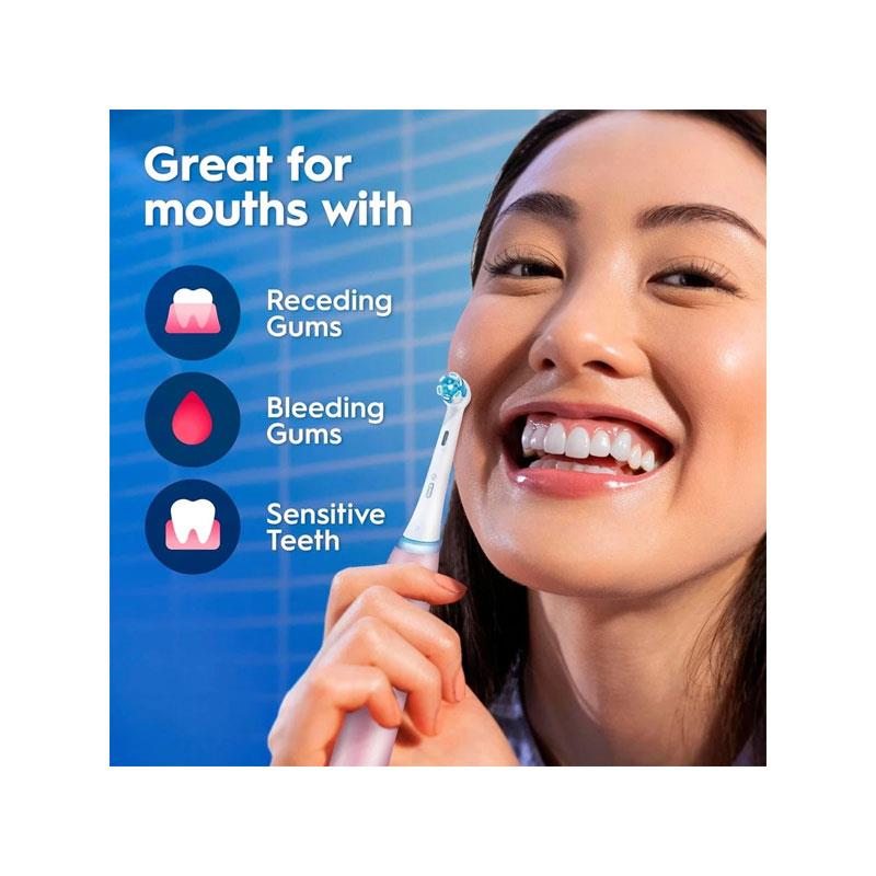 Oral-B iO3 Electric Toothbrushes Clean And Gum Care 1 Toothbrush Head Travel Case 3 Modes With Teeth Whitening Smart Pressure Sensor Pink