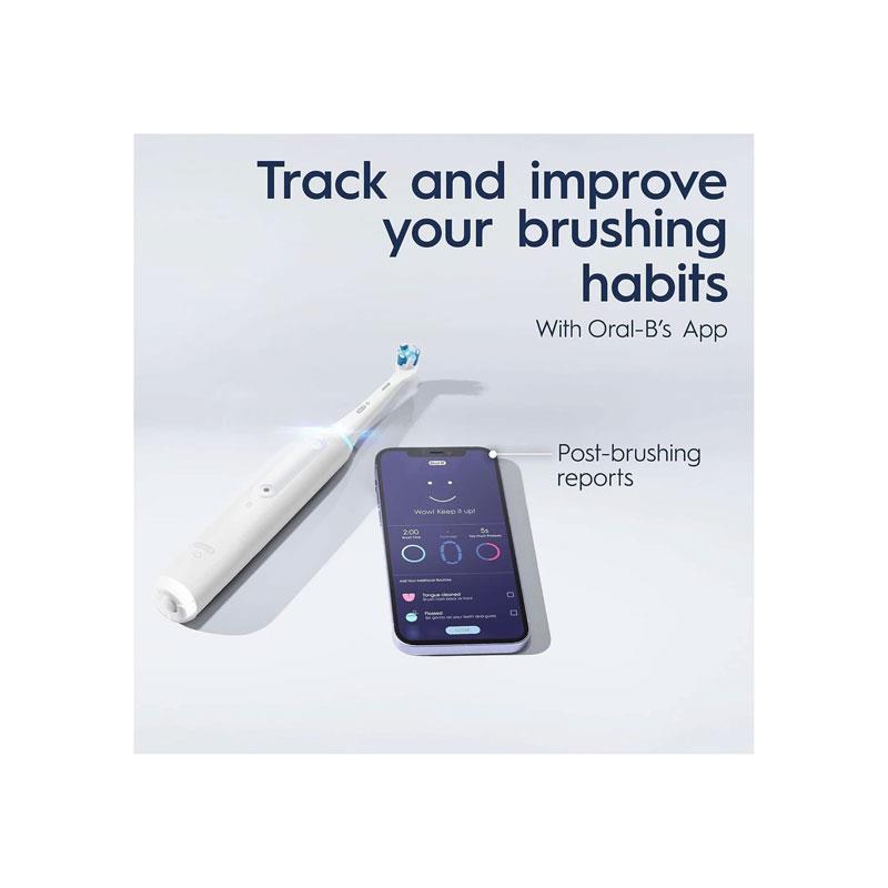 Oral-B iO4 Rechargeable Electric Toothbrush With Travel Case 4 Brushing Modes And Smart Pressure Sensor White