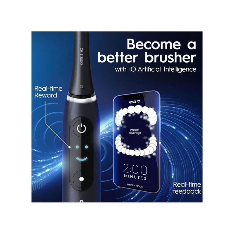 Oral-B iO Series 8 2X Electric Toothbrushes 4 Tooth Brush Heads 1 Travel Case Toothbrush Head Holder 6 Modes App Connected Handles Black/Violet