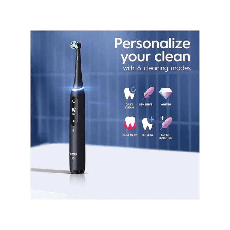 Oral-B iO Series 8 2X Electric Toothbrushes 4 Tooth Brush Heads 1 Travel Case Toothbrush Head Holder 6 Modes App Connected Handles Black/Violet