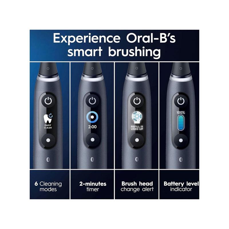 Oral-B iO Series 8 2X Electric Toothbrushes 4 Tooth Brush Heads 1 Travel Case Toothbrush Head Holder 6 Modes App Connected Handles Black/Violet