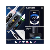 Oral-B iO Series 8 2X Electric Toothbrushes 4 Tooth Brush Heads 1 Travel Case Toothbrush Head Holder 6 Modes App Connected Handles Black/Violet
