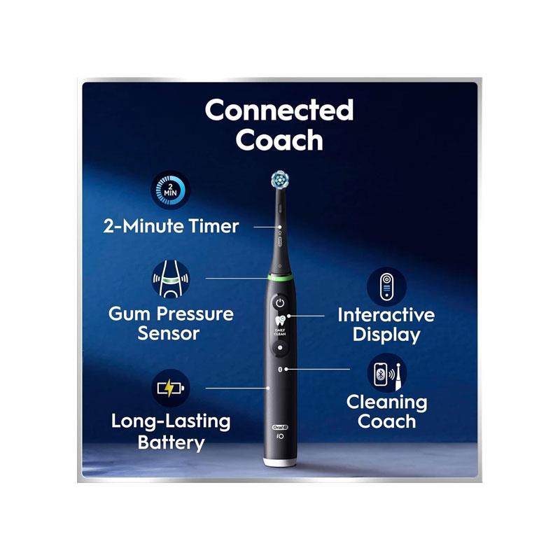 Oral-B iO6 Rechargeable Electric Toothbrush With Travel Case 5 Brushing Modes Interactive Display Black Lava