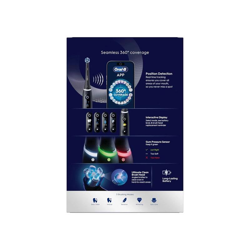 Oral-B iO6 Rechargeable Electric Toothbrush With Travel Case 5 Brushing Modes Interactive Display Black Lava