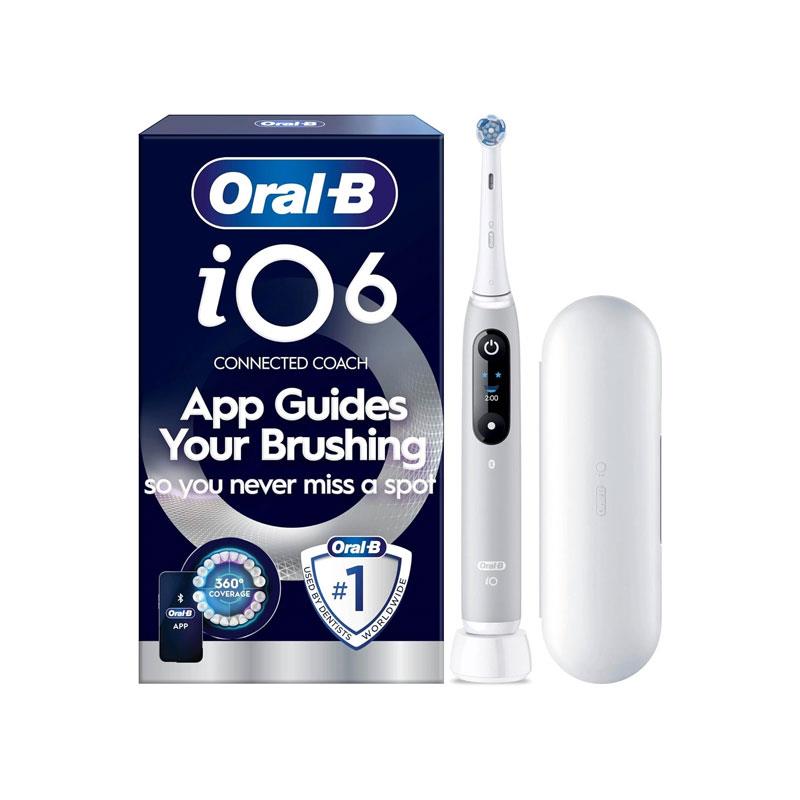 Oral-B iO6 Rechargeable Electric Toothbrush With Travel Case 5 Brushing Modes Interactive Display Grey Opal Main image