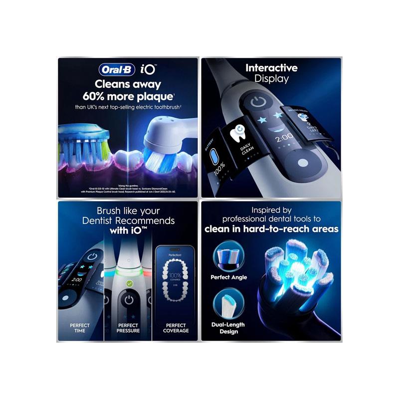 Oral-B iO6 Rechargeable Electric Toothbrush With Travel Case 5 Brushing Modes Interactive Display Grey Opal