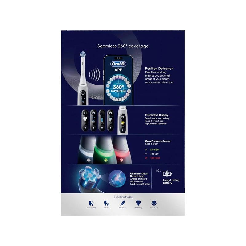 Oral-B iO6 Rechargeable Electric Toothbrush With Travel Case 5 Brushing Modes Interactive Display Grey Opal
