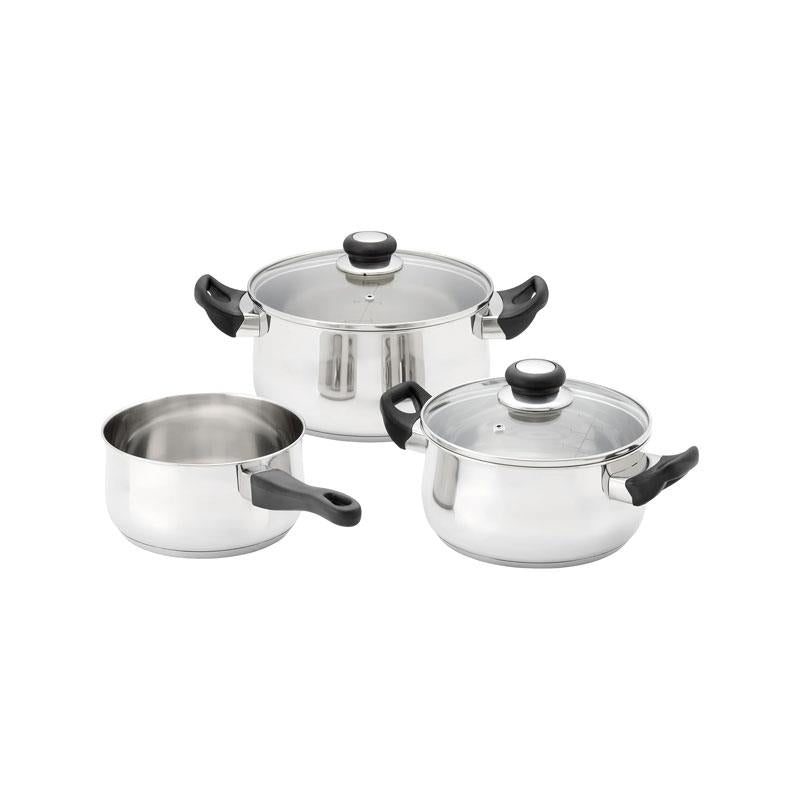 Judge Vista Cookware Set 3 Piece 18cm Saucepan 20cm Casserole 24cm Stockpot Polished Stainless Steel Silver Main image