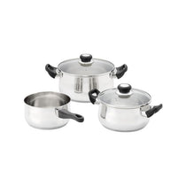 Judge Vista Cookware Set 3 Piece 18cm Saucepan 20cm Casserole 24cm Stockpot Polished Stainless Steel Silver