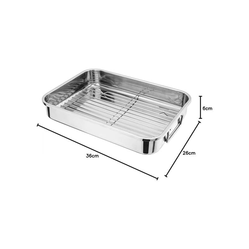 Judge Roasting Pan With Rack Polished Stainless Steel 36cm x 26cm x 6cm Silver