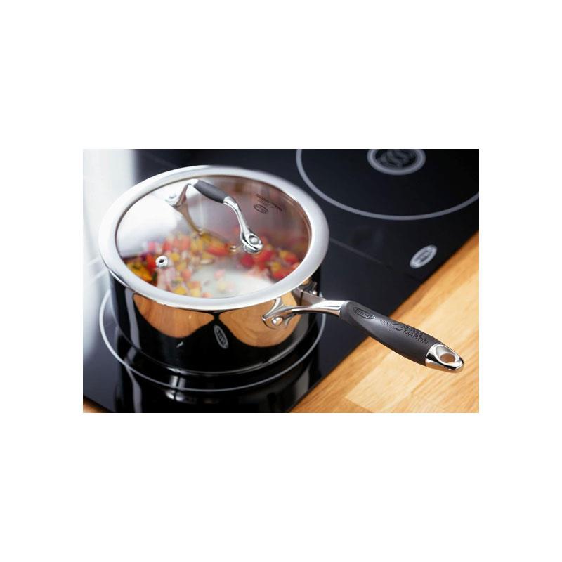 Stellar James Martin 18cm 2.5L Stainless Steel Saucepan With Vented Tempered Glass Lid Induction And Oven Safe Silver