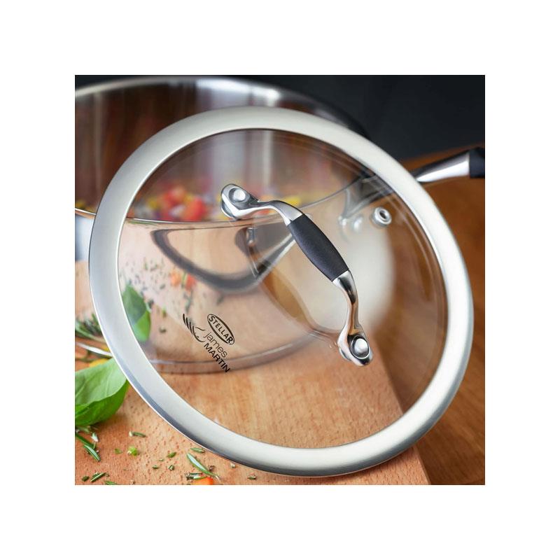 Stellar James Martin 18cm 2.5L Stainless Steel Saucepan With Vented Tempered Glass Lid Induction And Oven Safe Silver