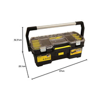 Stanley 24-Inch Heavy Duty Toolbox Tote With Portable Organizer Removable Dividers And Metal Latch (60cm) Black/Yellow