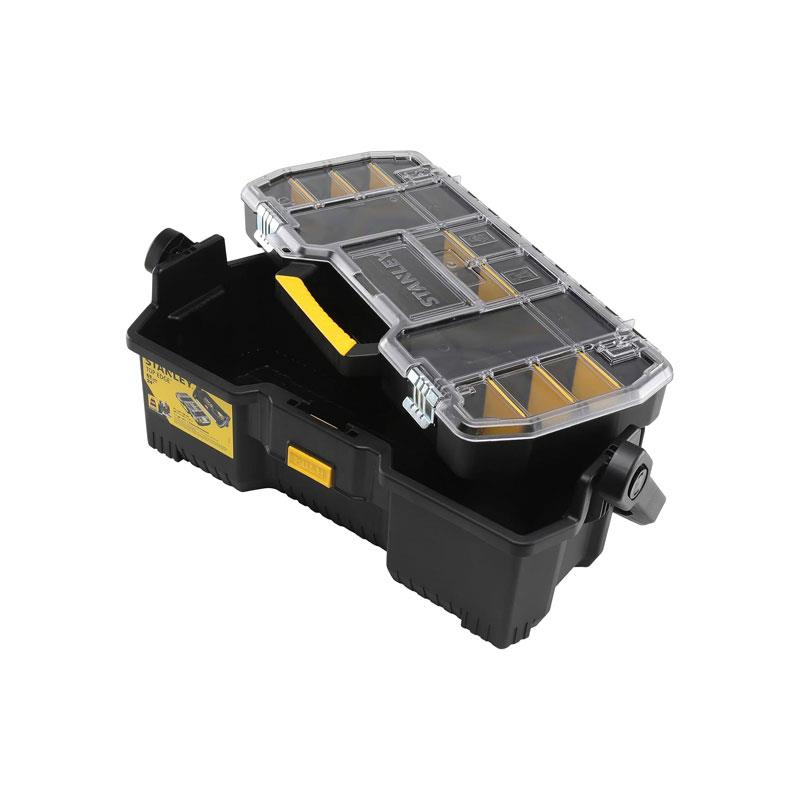 Stanley 24-Inch Heavy Duty Toolbox Tote With Portable Organizer Removable Dividers And Metal Latch (60cm) Black/Yellow
