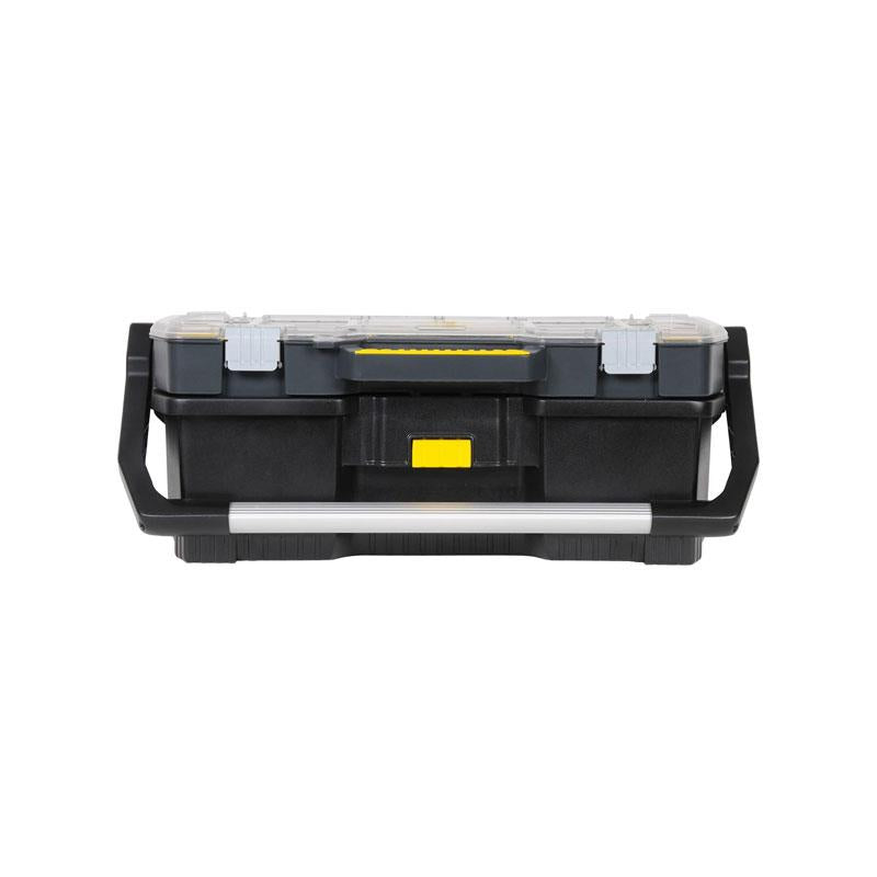 Stanley 24-Inch Heavy Duty Toolbox Tote With Portable Organizer Removable Dividers And Metal Latch (60cm) Black/Yellow