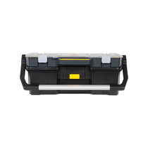Stanley 24-Inch Heavy Duty Toolbox Tote With Portable Organizer Removable Dividers And Metal Latch (60cm) Black/Yellow