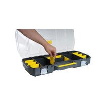 Stanley 24-Inch Heavy Duty Toolbox Tote With Portable Organizer Removable Dividers And Metal Latch (60cm) Black/Yellow