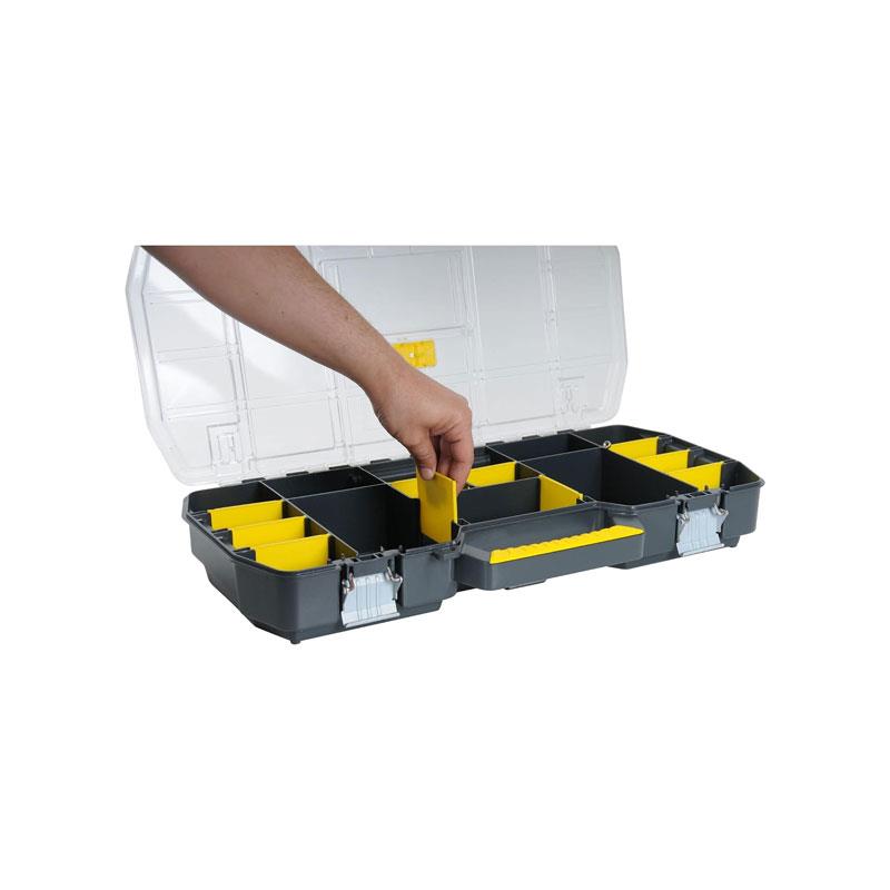 Stanley 24-Inch Heavy Duty Toolbox Tote With Portable Organizer Removable Dividers And Metal Latch (60cm) Black/Yellow