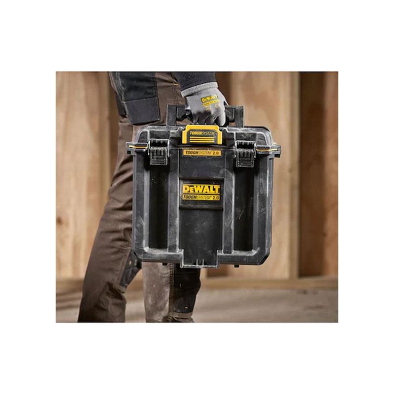 DeWalt TOUGHSYSTEM 2.0 Deep Compact Toolbox Half Width Heavy Duty Storage Case (34kg Capacity) Black/Yellow