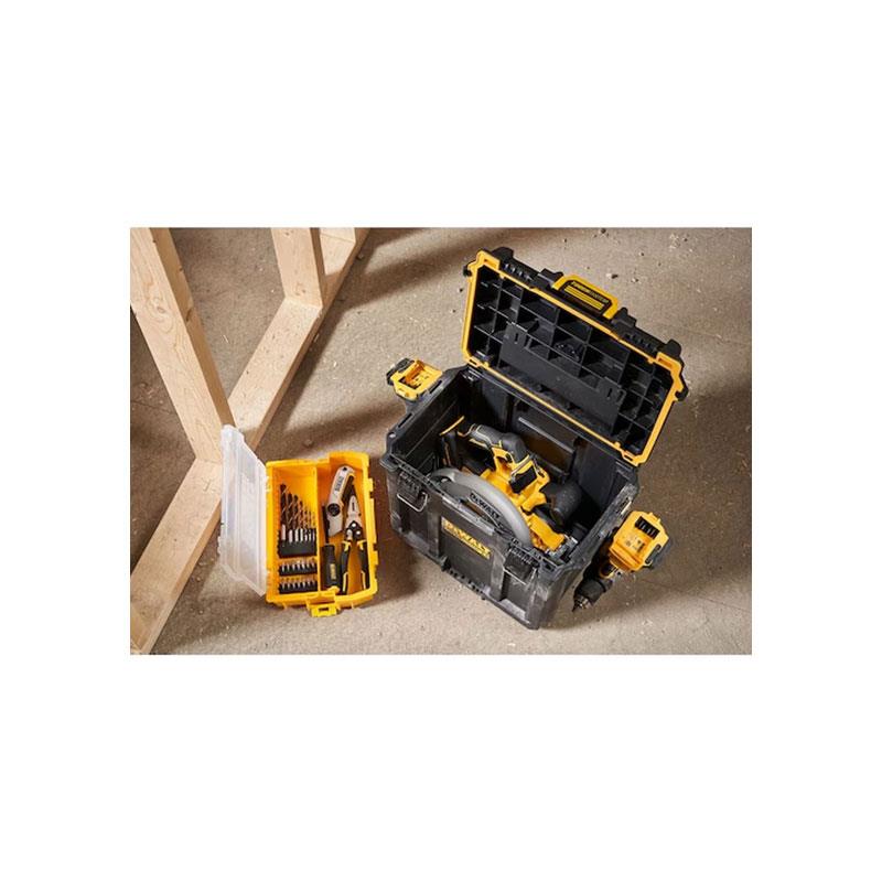 DeWalt TOUGHSYSTEM 2.0 Deep Compact Toolbox Half Width Heavy Duty Storage Case (34kg Capacity) Black/Yellow